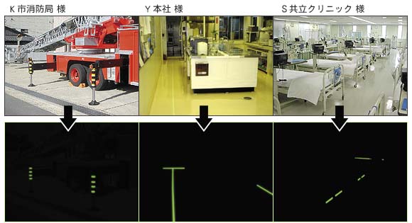 &alpha;－FLASH蓄光テープ使用例2/高輝度蓄光テープ,エルティーアイ（LTI）高輝度蓄光テープ