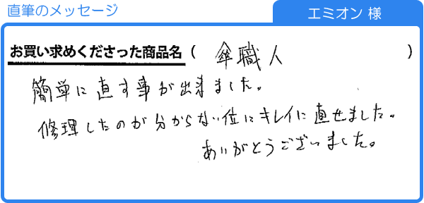 修理したのが分からない位にキレイに直せました（エミオン様）