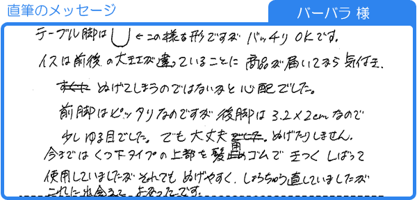 U←この様な形ですがバッチリOKです（バーバラ様）