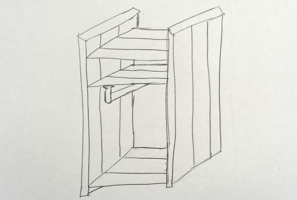 収納棚の設計図ラフ