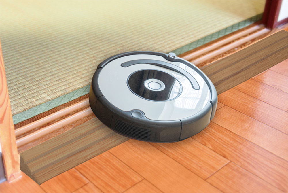 段差をスロープで乗り越えるルンバ