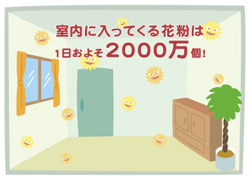 室内に入ってくる花粉は1日およそ2000万個