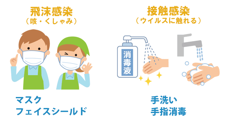 感染経路は飛沫感染と接触感染