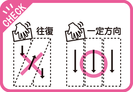 重ね塗りNG。必ず、一定方向で塗り広げていく