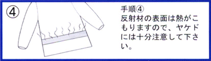 反射材の表面が熱くなりますので十分注意してください