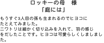 ロッキーの母様「庭には」