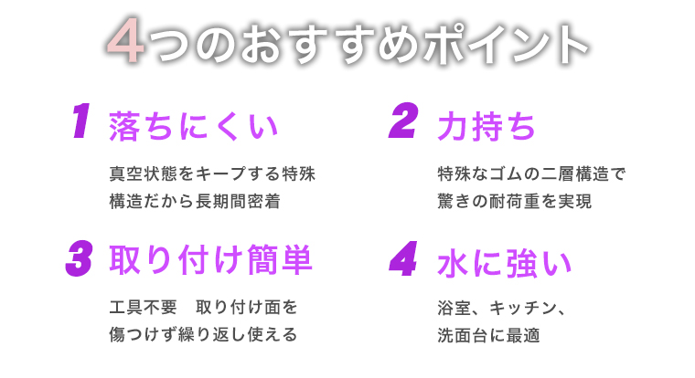 超吸着吸盤フック4つのおすすめポイント