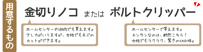 用意する工具
